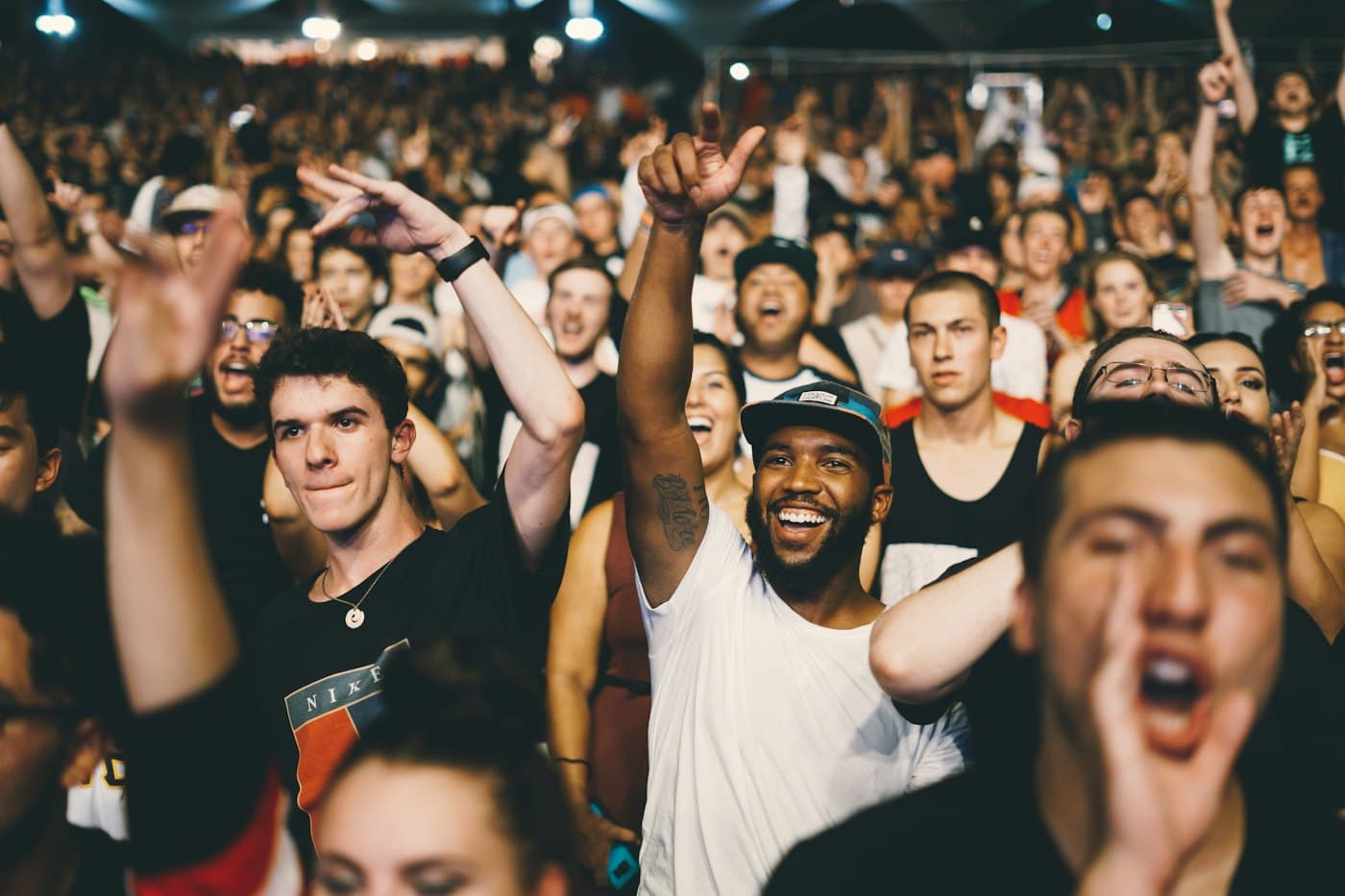 A cheering crowd at a live show