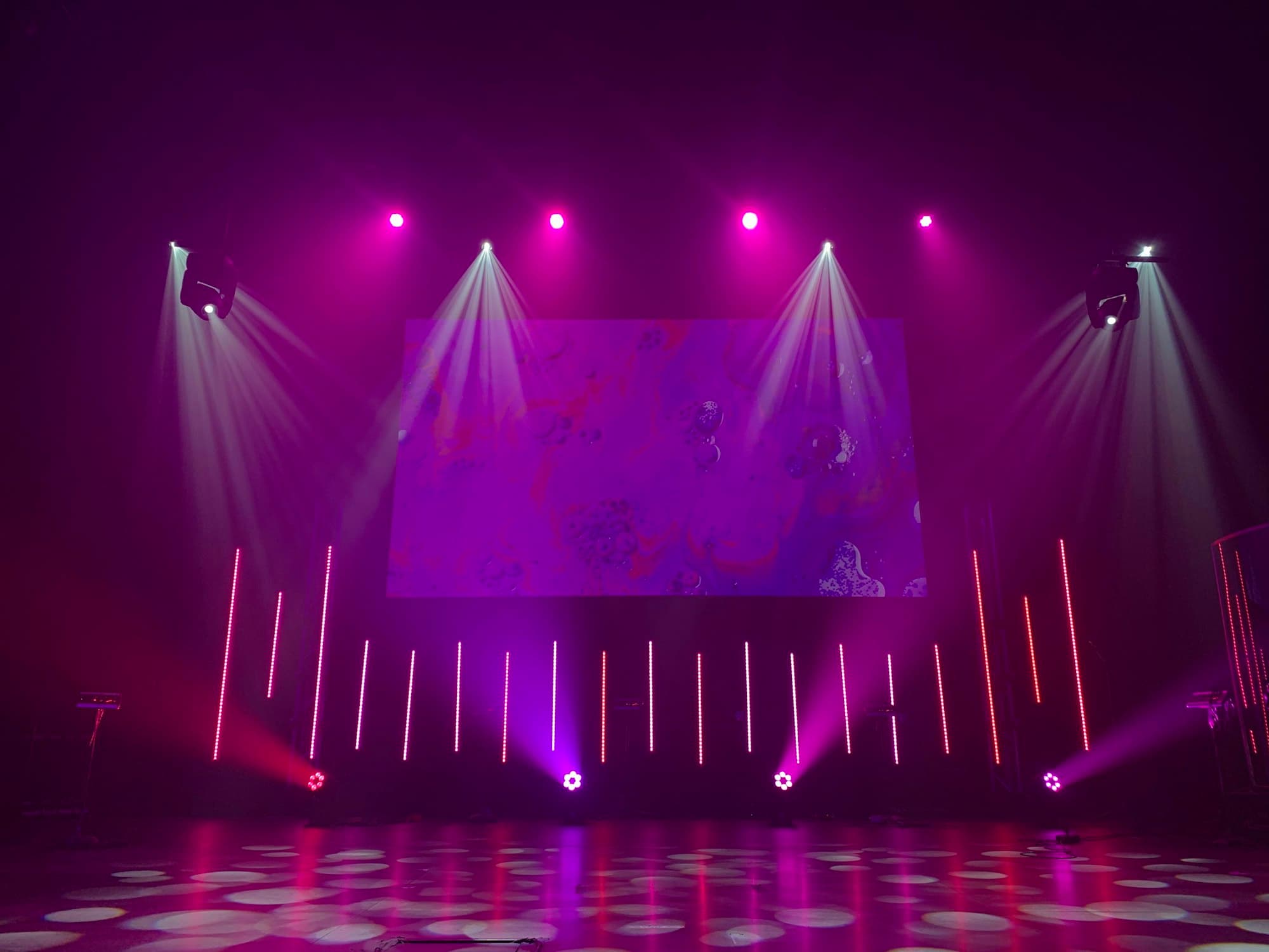 A stage lit for a show